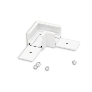 Track48 kampinė jungtis 90° horizontalus paviršiniam plokščiam bėgeliui, baltas, be srovės perdavimo