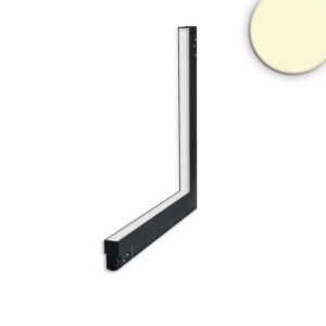Track48 corner light vertical black, 20W, 120°, 48V, 3000K, CRI90, prismatic, Line+, DALI dimmable